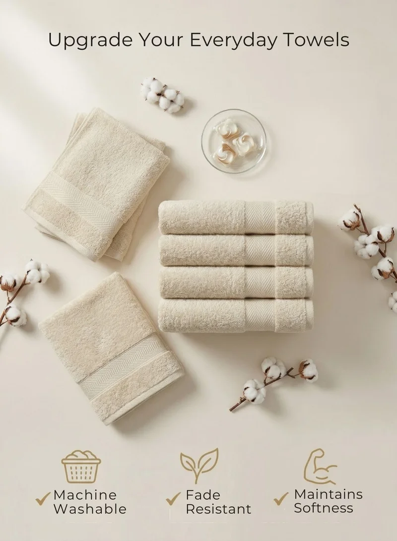 1Chase Vanilla Luxury Cotton Face Towel - Large Hotel Spa Bathroom Face Towel Set of 12 Vanilla  | Best Price UAE