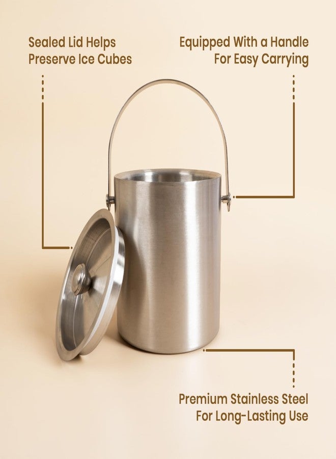 Picfest Stainless Steel Ice Bucket - 1.5L, Insulated with Lid & Handle, Beverage Chiller for Parties, Bars & Home Use - Image 5