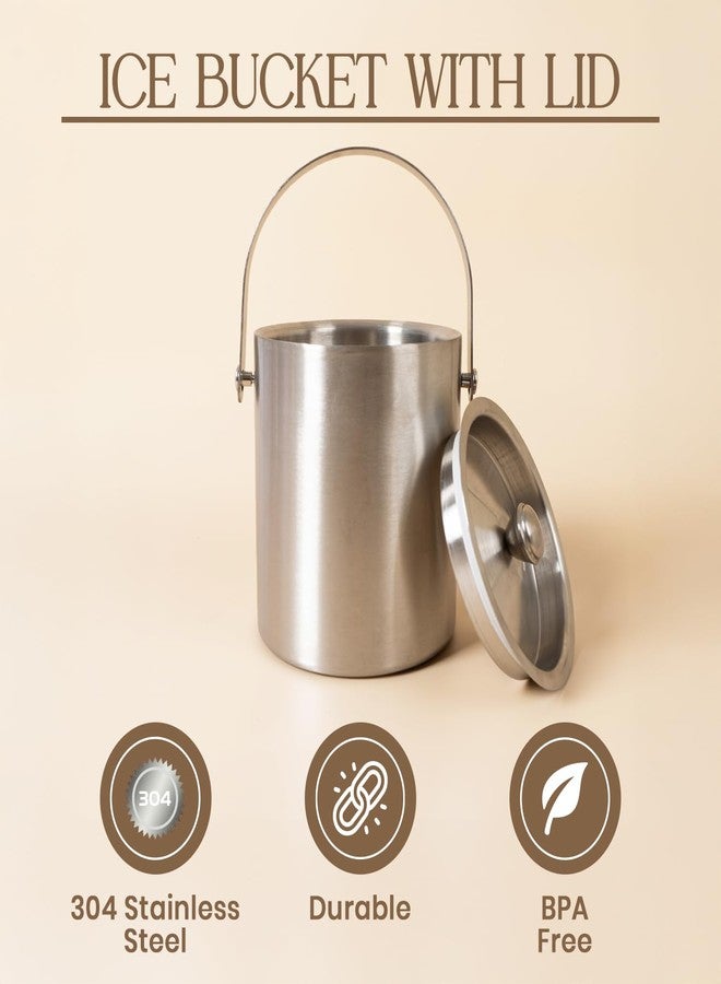 Picfest Stainless Steel Ice Bucket - 1.5L, Insulated with Lid & Handle, Beverage Chiller for Parties, Bars & Home Use - Image 3
