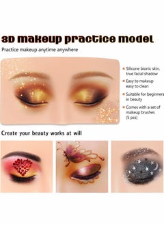 Excefore Make Up Practice Face, 5d Makeup Board Silicone Eyes for Suitable Eyeshadow  - Image 2