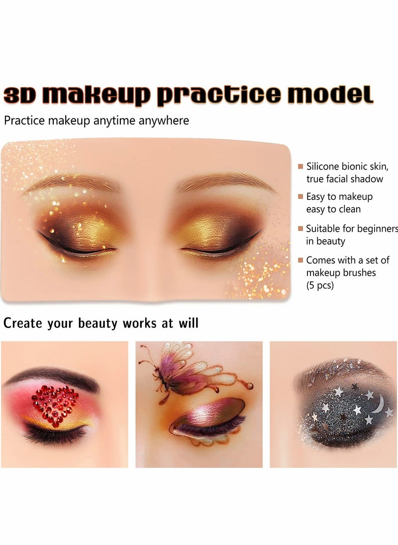 Excefore Make Up Practice Face, 5d Makeup Board Silicone Eyes for Suitable Eyeshadow  - Image 2
