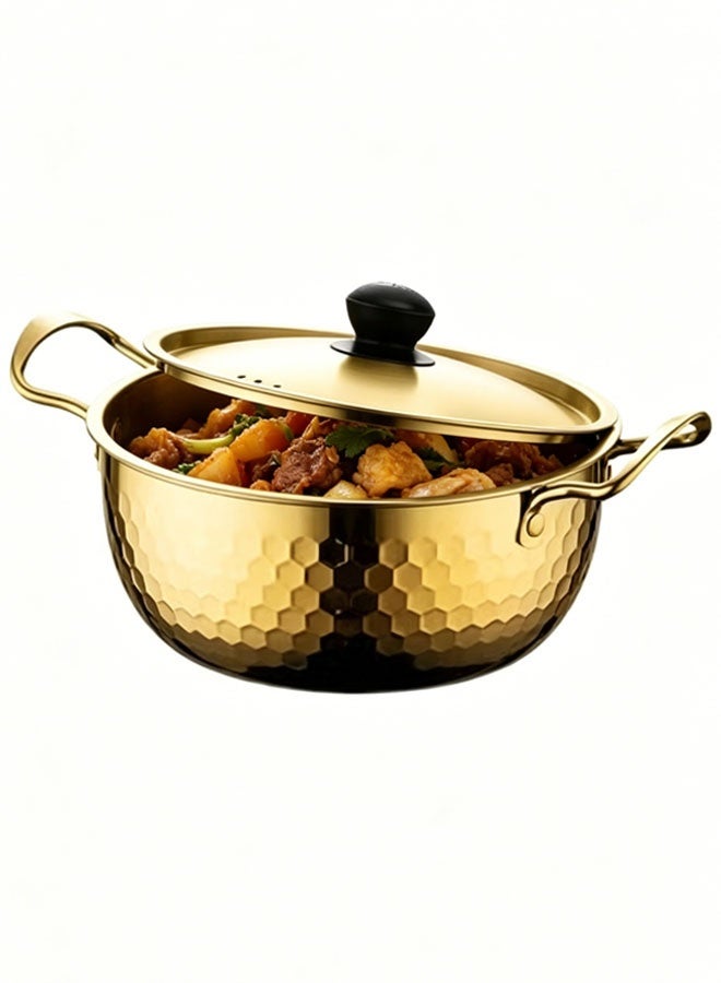 Bukela Stainless Steel Pot with Lid for Induction and All Stovetops, Hammered Finish Cooking Saucepan for Soup, Ramen, and Small Meals - Image 1