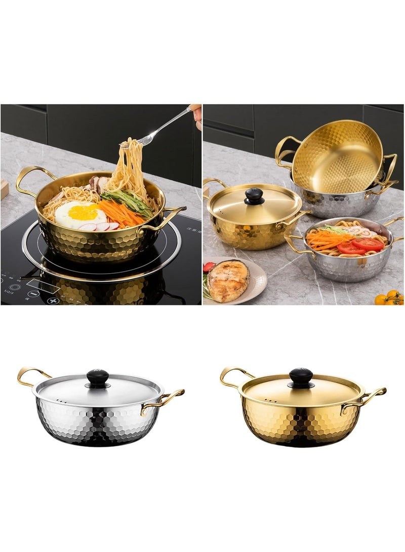 Bukela Stainless Steel Pot with Lid for Induction and All Stovetops, Hammered Finish Cooking Saucepan for Soup, Ramen, and Small Meals - Image 2