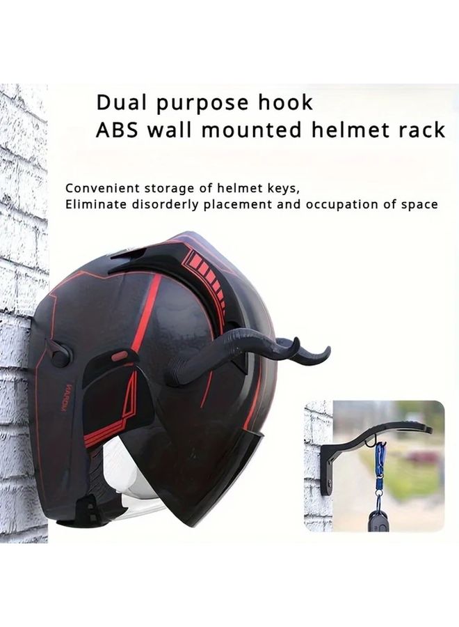 1pc Multi Purpose Helmet Holder Rack Black Wall Mounted Storage Hook For Motorcycle Helmets Luggage Jackets Kitchen Cabinets And Shelves With Space Saving Design And Durable Construction Christmas Gift Decor - Image 1