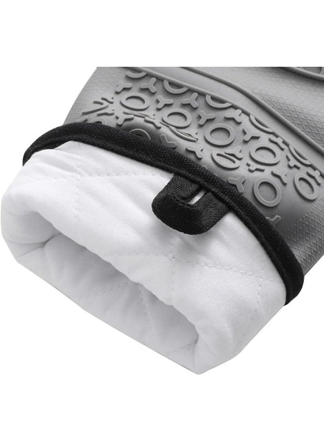 Happy Home Professional Silicone Oven Mitt and Pot Holder Heat Resistant up to 500°F with Cotton Lined Interior Non-Slip, Suitable for Kitchen Oven Baking, Oven and Microwave - Grey - Image 2