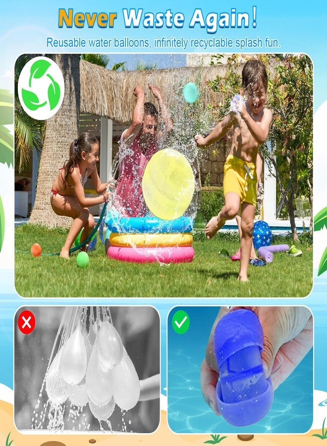 CloudValley Reusable Water Balloons, 12 Pcs Non-Magnet Self-Sealed Quick Fill Beach with Mesh Bag, Latex-Free Silicone Splash Bomb, Outdoor Pool, Summer Bath Party Game - Image 4