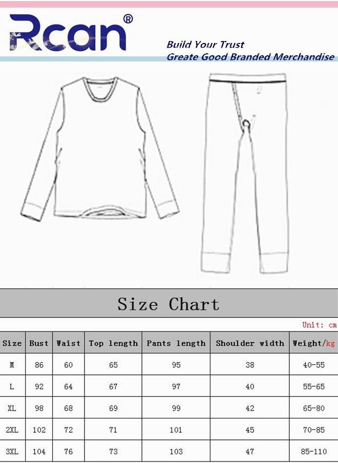 Rcan - 2 Piece Men's Round Neck Thermal Underwear Set Winter Pajamas Lightweight Slim Fitting Long Sleeved T-Shirt and Long Pants Lining Basic Layer Bottoming Shirt Plus Size - Image 1