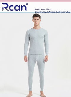 2 Piece Men's Round Neck Thermal Underwear Set Winter Pajamas Lightweight Slim Fitting Long Sleeved T-Shirt and Long Pants Lining Basic Layer Bottoming Shirt Plus Size