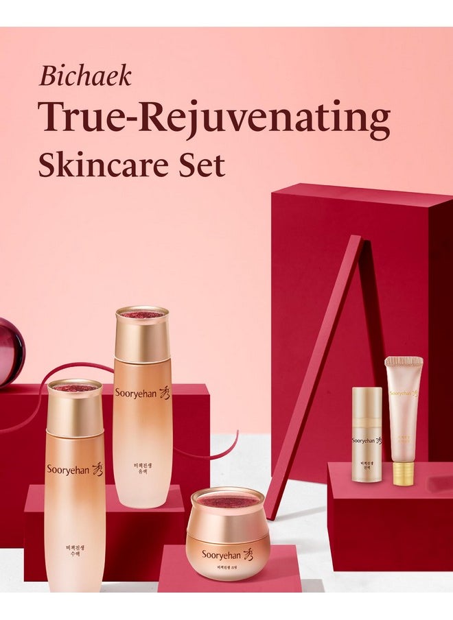 Sooryehan Bichaek True-Rejuvenating Skincare Set (206 Ml/6.97 Fl Oz) - Radiant And Firm Skin, Skin Elasticity. Korean Panax Ginseng, Korean Medicine Extracts & Amino Acids 