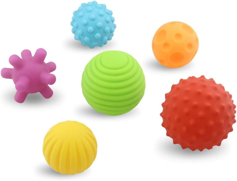 Caterbee Baby Sensory Bath Toys, Textured Floating Balls BPA Free, Non-Toxic (Set of 6) - Image 1