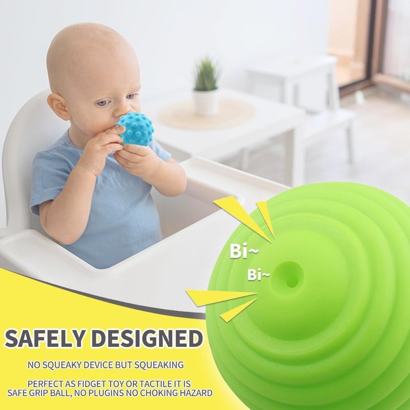 Caterbee Baby Sensory Bath Toys, Textured Floating Balls BPA Free, Non-Toxic (Set of 6) - Image 4
