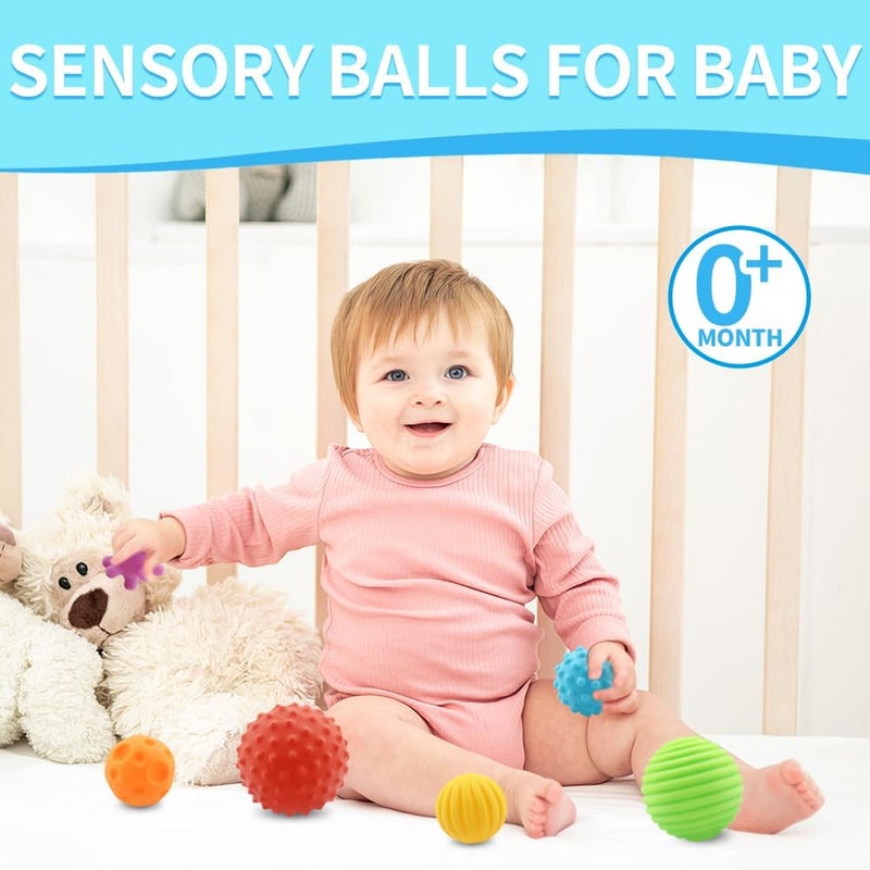 Caterbee Baby Sensory Bath Toys, Textured Floating Balls BPA Free, Non-Toxic (Set of 6) - Image 3