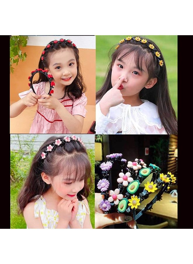 Aaiffey Sweet Princess Hairstyle Hairpin for Girl, Double Layer Headbands with Clips Twist Plait,Fashion Hair Hoops Cute Double Bangs Hairpin Headbands for Women Girls 4Pcs - Image 4