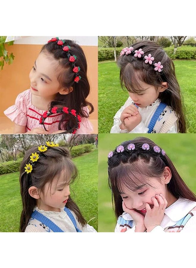 Aaiffey Sweet Princess Hairstyle Hairpin for Girl, Double Layer Headbands with Clips Twist Plait,Fashion Hair Hoops Cute Double Bangs Hairpin Headbands for Women Girls 4Pcs - Image 3