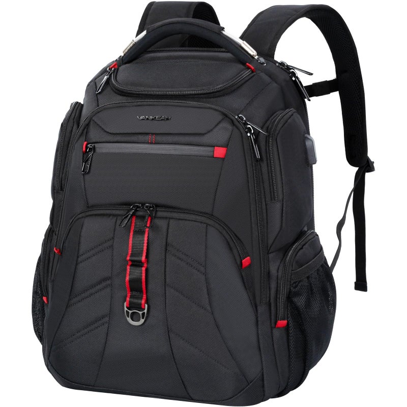 VANKEAN Travel Laptop Backpack 17.3 Inch TSA Friendly, Water-Repellent Anti Theft XL Computer Backpack with RFID Pockets College Backpacks with USB Port for Men Women Business Work Bag, Black - Image 1