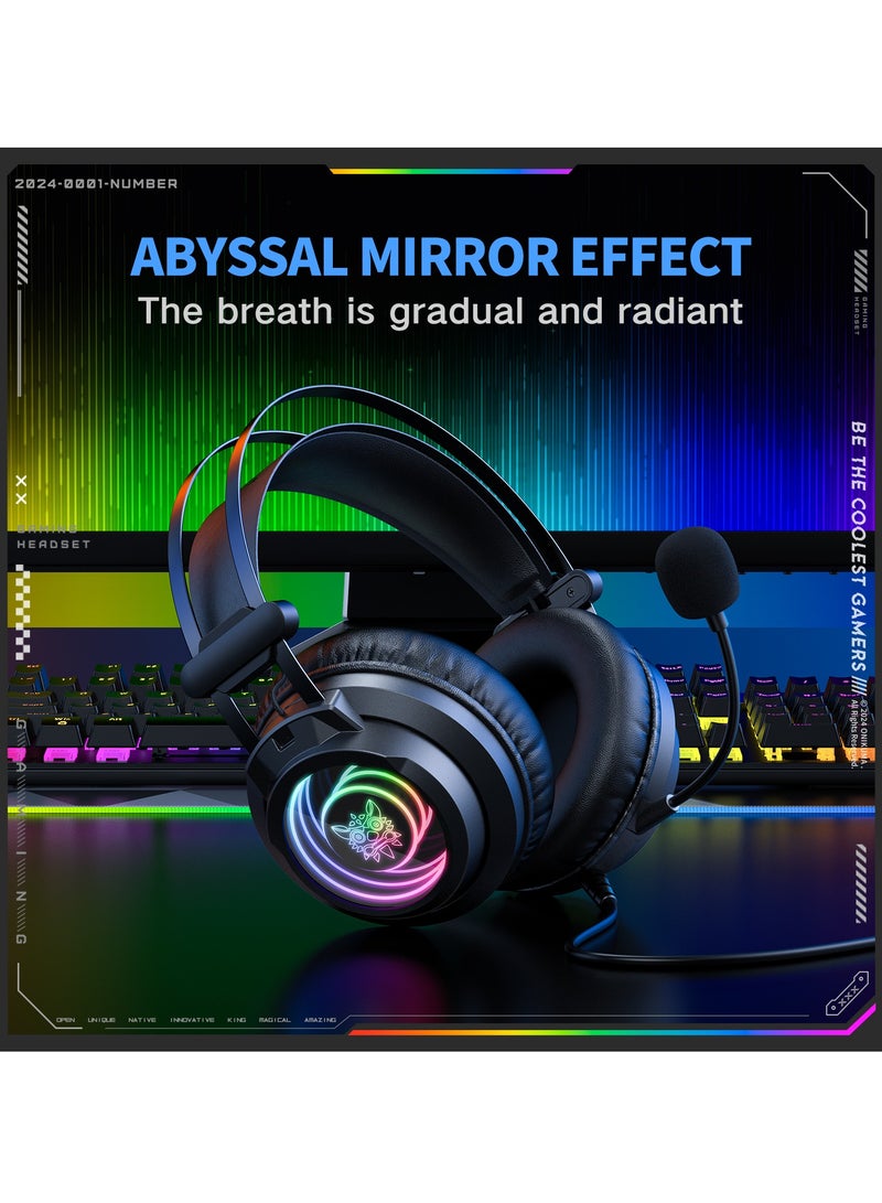 onikuma X80 RGB Gaming Headset 7.1 Surround Sound Noise Canceling Mic,PC,PS4,PS5,Mobile - Image 2