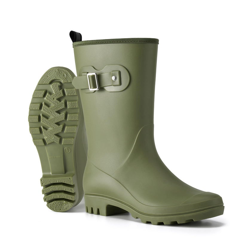 HISEA Women's Waterproof Rain Boots Wide Mid Calf Comfortable Rubber Shoes Lightweight Anti-slipping Rain Footwear for Outdoor Garden Farm Work - Image 1