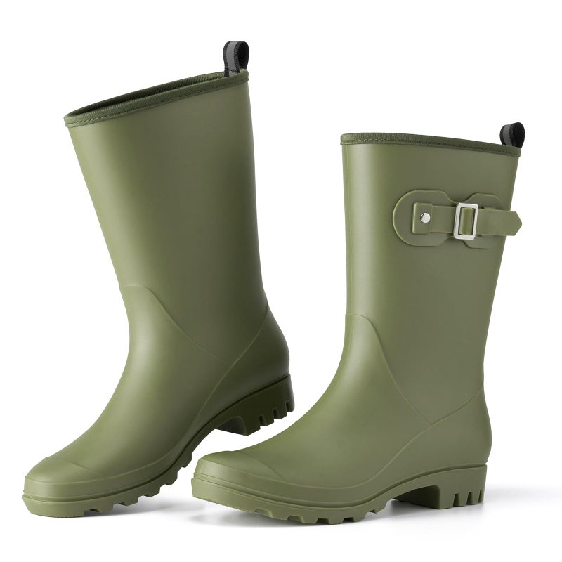 HISEA Women's Waterproof Rain Boots Wide Mid Calf Comfortable Rubber Shoes Lightweight Anti-slipping Rain Footwear for Outdoor Garden Farm Work - Image 4