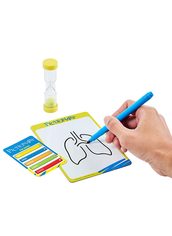 Mattel Games Pictionary Family Board Game for Kids, Adults and Game Night for 2 Teams with Erasable Markers, Boards and Sand Timer  - Image 3