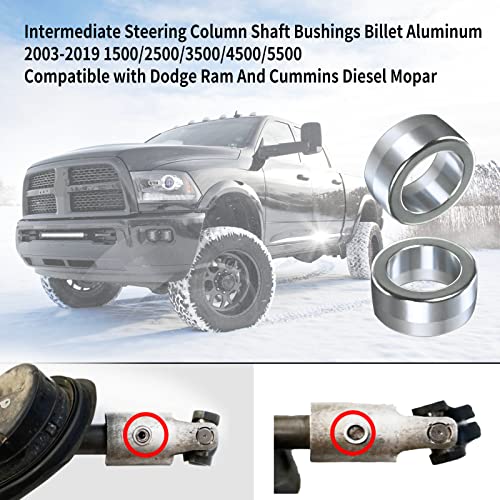 Vsttar 1 Pair of Intermediate Steering Shaft Bushings Column Stem 6061-Billet Aluminum 2003-2019 Bushing 1500/2500/3500/4500/5500, Fit for Dodge Ram 5.9, 6.7 and Cummins Diesel Mopar - Image 2
