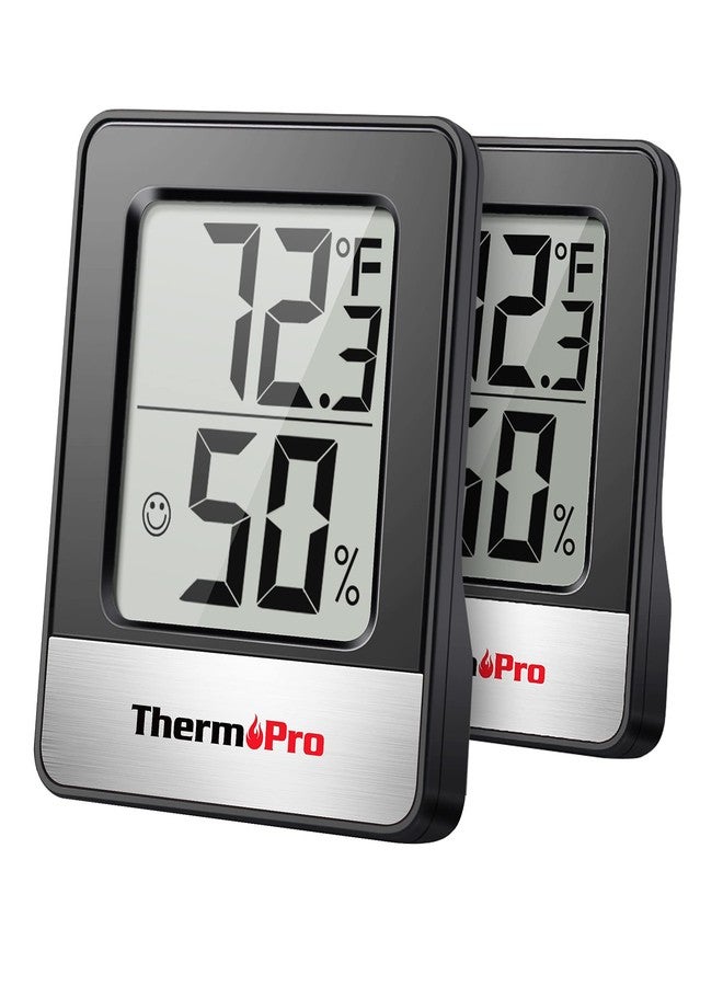 ThermoPro TP49 2 Pieces Digital Hygrometer Indoor Thermometer Humidity Meter Room Thermometer with Temperature and Humidity Monitor Mini Hygrometer Black Weather Station - Image 1