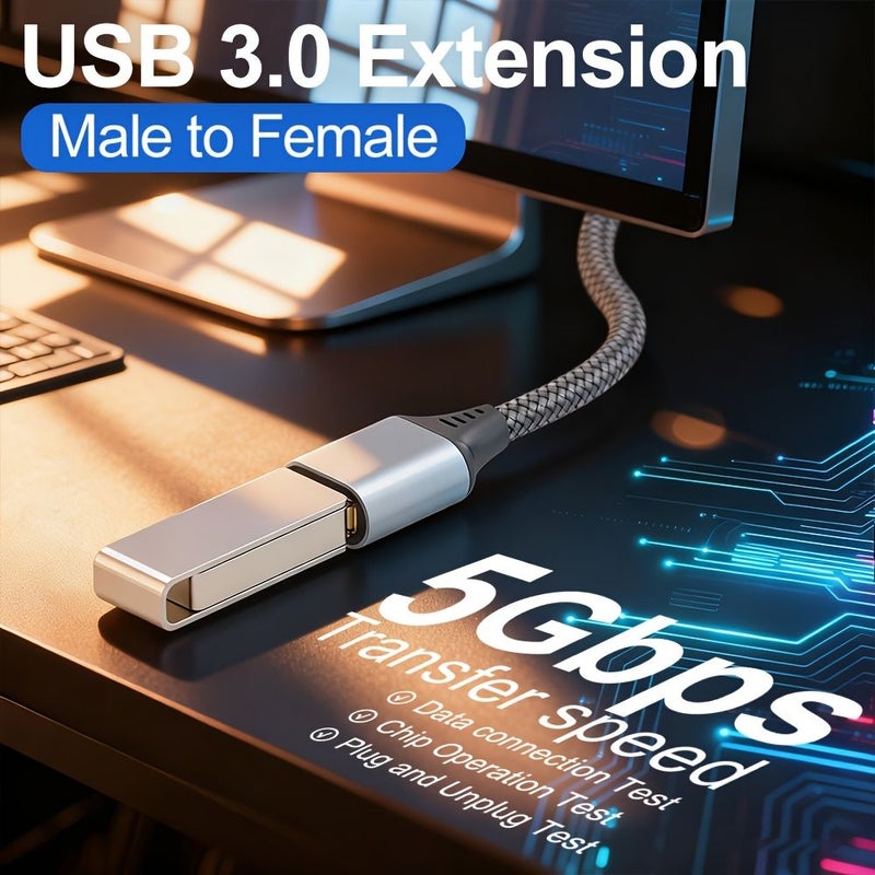 1 Usb Data Extension Cable 118 11 Inch 10 Feet Usb 3 0 Male To Female High Speed Data Transfer Cord Compatible With Webcam Usb Keyboard Flash Drive Hard Drive Printer Grey - Image 5
