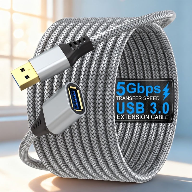 1 Usb Data Extension Cable 118 11 Inch 10 Feet Usb 3 0 Male To Female High Speed Data Transfer Cord Compatible With Webcam Usb Keyboard Flash Drive Hard Drive Printer Grey - Image 1