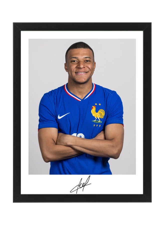 Boomah Accessories Kylian Mbappe, France, Euro 2024, Soccer Gift , Autographed Poster with Frame 30x40cm  - Image 1