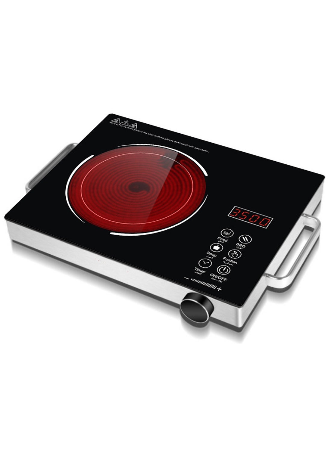 Generic Portable Infrared Cooker Electric Burner with Timer-Electric Hot Plate Touch Control Panel Adjustable Heating Power Glass Plate Electric Cooktop for Cooking,It can be compatible with any material cookware, such as iron, stainless steel, glass, ceramic. (Unlike induction cookers, only iron pans can be used.) 