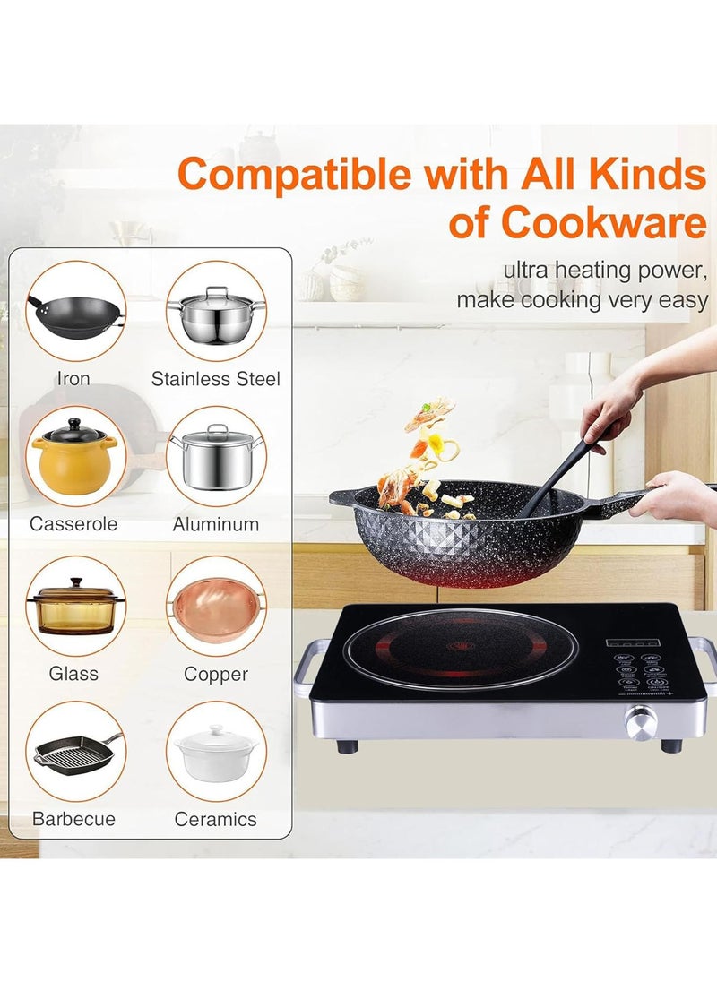 Portable Infrared Cooker Electric Burner with Timer-Electric Hot Plate Touch Control Panel Adjustable Heating Power Glass Plate Electric Cooktop for Cooking,It can be compatible with any material cookware, such as iron, stainless steel, glass, ceramic. (Unlike induction cookers, only iron pans can be used.) - pzsku/ZF38628742D6C3FDF2B45Z/45/_/1737789214/82b8eead-6971-4578-b628-dfd6c5c19cf2