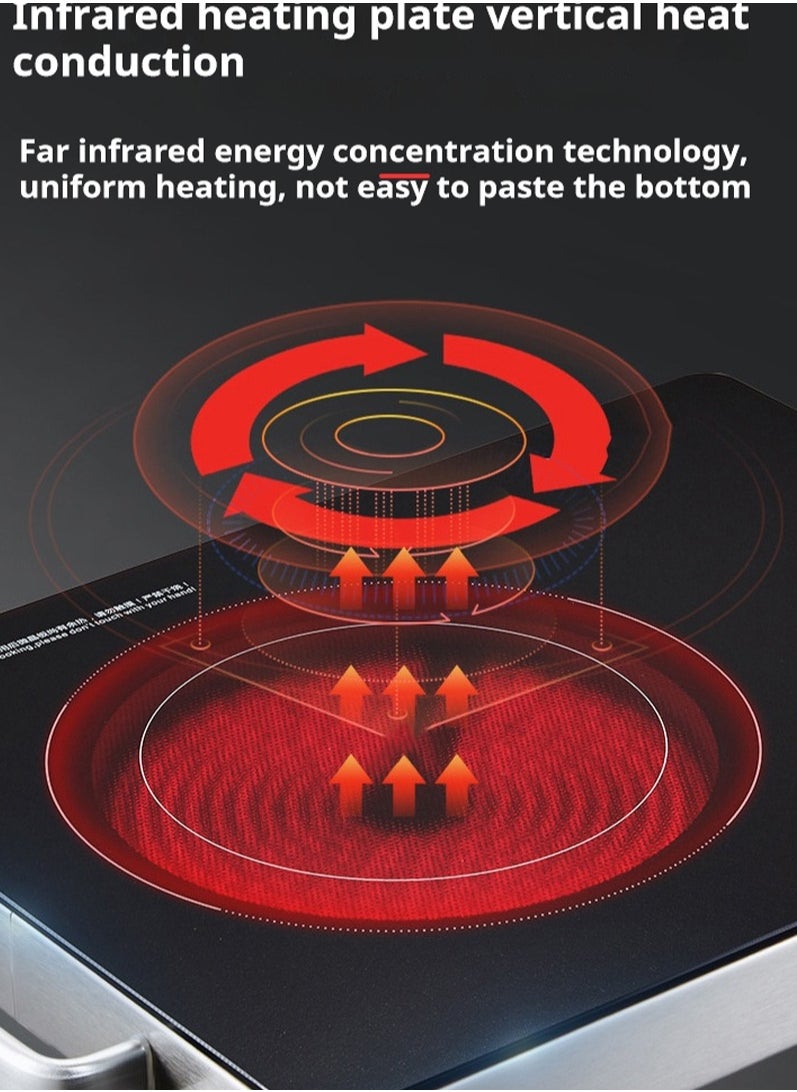 Portable Infrared Cooker Electric Burner with Timer-Electric Hot Plate Touch Control Panel Adjustable Heating Power Glass Plate Electric Cooktop for Cooking,It can be compatible with any material cookware, such as iron, stainless steel, glass, ceramic. (Unlike induction cookers, only iron pans can be used.) - pzsku/ZF38628742D6C3FDF2B45Z/45/_/1737789255/05b701ce-a40d-474a-ae48-c032c2b6d6be