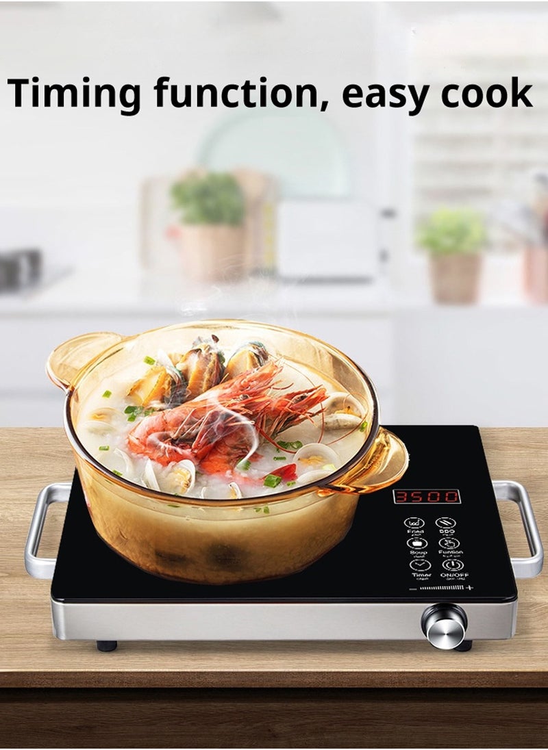 Portable Infrared Cooker Electric Burner with Timer-Electric Hot Plate Touch Control Panel Adjustable Heating Power Glass Plate Electric Cooktop for Cooking,It can be compatible with any material cookware, such as iron, stainless steel, glass, ceramic. (Unlike induction cookers, only iron pans can be used.) - pzsku/ZF38628742D6C3FDF2B45Z/45/_/1737789275/9152ab6d-ce65-4cbf-9a42-f3197c00eca1