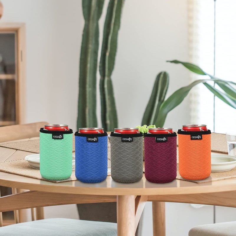 Cosmos 12 Oz Standard Can Sleeve Neoprene Regular Can Cooler Cover Non-Slip Standard Can Insulated Cover for Beer Beverage Drink Can Soda Can, 5 Pcs Insulator Can Holder (For 12 Oz Standard Can) - Image 4