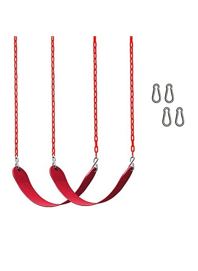 Toy Park Kids Flexible Swing Seat Heavy Duty 60" Chain Plastic Coated - Playground Swing Set Accessories and Snap Hooks Pack of 2 (Red) - Image 1
