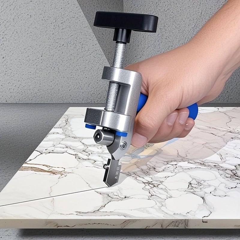 2 في 1 مجموعة أدوات يدوية بقاطعة سيراميك زجاجي مع أسطوانة ماسية فضي - Image 2