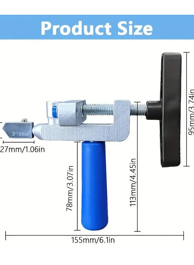 2 في 1 مجموعة أدوات يدوية بقاطعة سيراميك زجاجي مع أسطوانة ماسية فضي - Image 4