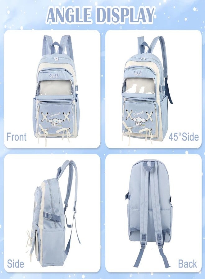 Climberty® Kawaii Cinnamoroll School Backpack, Blue, 5-Compartment, DIY Accessories, Soft Shell, Not Water Resistant, Cartoon Pattern, Zipper Pouch, Female, Kid, Little Kid - Image 5