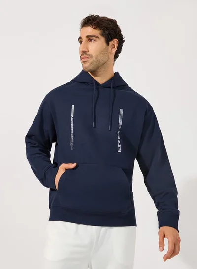 Styli Minimal Front Statement Print Relaxed Fit Hoodie