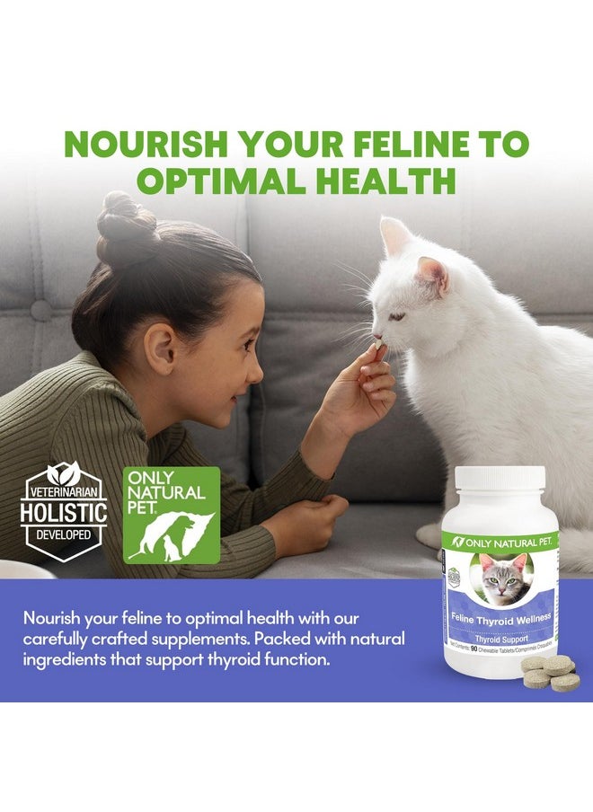 Only Natural Pet - Thyroid Support Supplement For Cats  Multivitamin Pills, Vitamins  Holistic Vet Formulated  Added To Treats & Food LCarnitine & Lemon Balm, 90 Turkey Flavored Chewable Tablets - Image 1