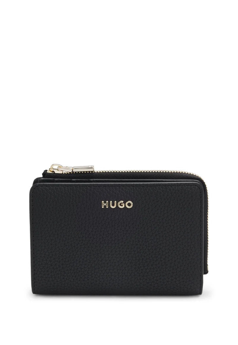 هوجو Grained faux-leather wallet with logo lettering