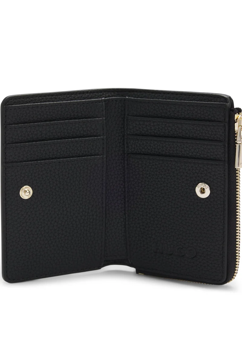 HUGO Black Grained faux-leather wallet with logo lettering for Women | Best Price UAE