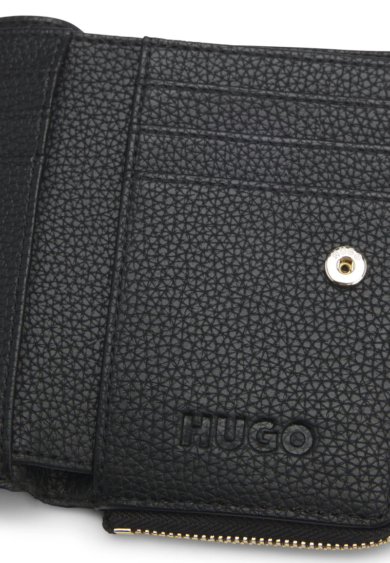 HUGO Black Grained faux-leather wallet with logo lettering for Women | Best Price UAE