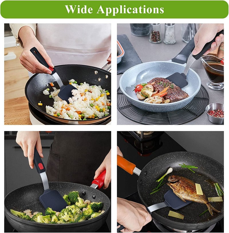 Baskety Silicone Turner Spatula Set - 480F Heat-Resistant Flexible Rubber Silicone Spatulas - Silicone Cooking Utensil Set - Egg Turners, Pancake Flippers, Kitchen Spatulas ((M) Pack of 1) - Image 5