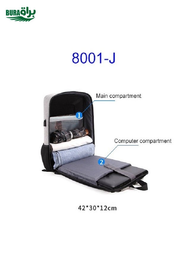 BURAQ - Men Business Shoulder USB External Interface Computer Bag, Color: 8001-J Gray - Image 1