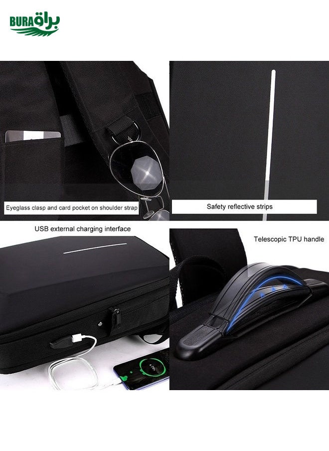 BURAQ - Men Business Shoulder USB External Interface Computer Bag, Color: 8001-J Gray - Image 1