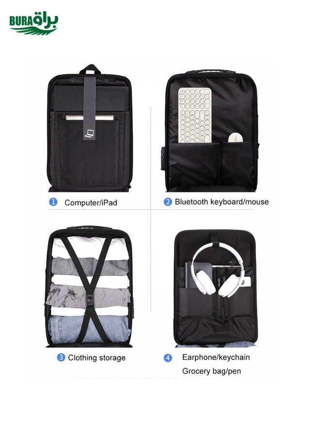 BURAQ - Men Business Shoulder USB External Interface Computer Bag, Color: 8001-J Gray - Image 1