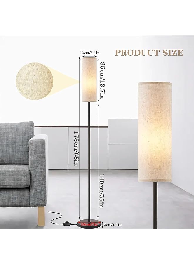 erorex Floor Lamp 3 Color Temperature Modern Led Standing Lamp Elegant Tall Lamps With Linen Lamp Shade Black Pole Lamp With Foot Switch Stepless Dimmer Floor Lamps For Living Room Bedroom Office - Image 3