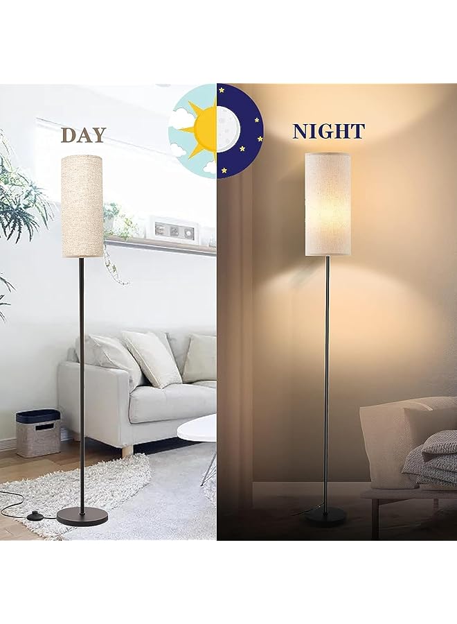 erorex Floor Lamp 3 Color Temperature Modern Led Standing Lamp Elegant Tall Lamps With Linen Lamp Shade Black Pole Lamp With Foot Switch Stepless Dimmer Floor Lamps For Living Room Bedroom Office - Image 4
