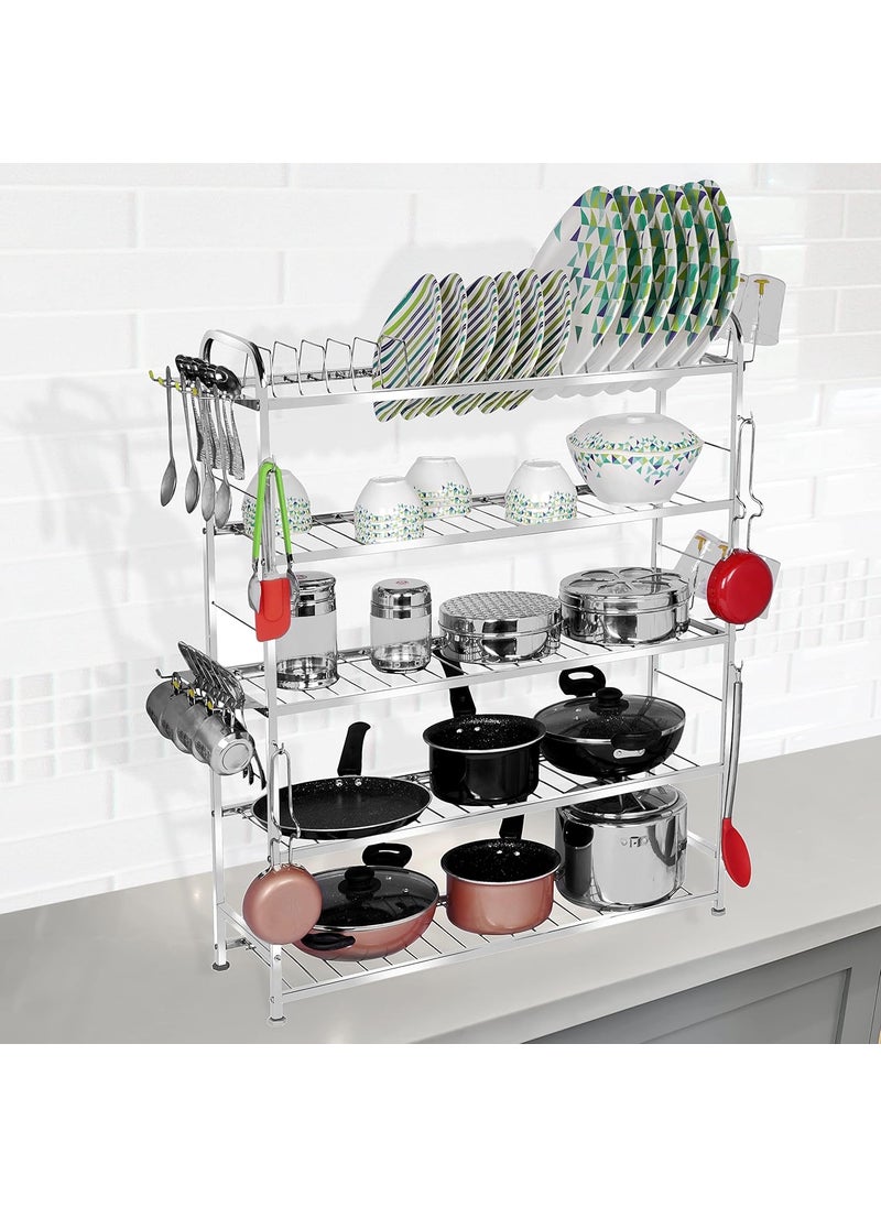 Palomino - Palomino Wall Mount Kitchen Utensils Dish Rack | Stainless Steel Utensil Rack/Stand | Dish Stand/Holder | Kitchen Organizer | Utensils Rack with Plate & Cutlery Stand (36 x 30) - Image 1