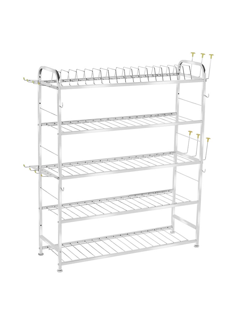 Palomino - Palomino Wall Mount Kitchen Utensils Dish Rack | Stainless Steel Utensil Rack/Stand | Dish Stand/Holder | Kitchen Organizer | Utensils Rack with Plate & Cutlery Stand (36 x 30) - Image 1